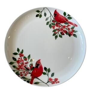 MIKASA Cardinal Leaves Porcelain Dinner Plates 11in Set of 4 NEW